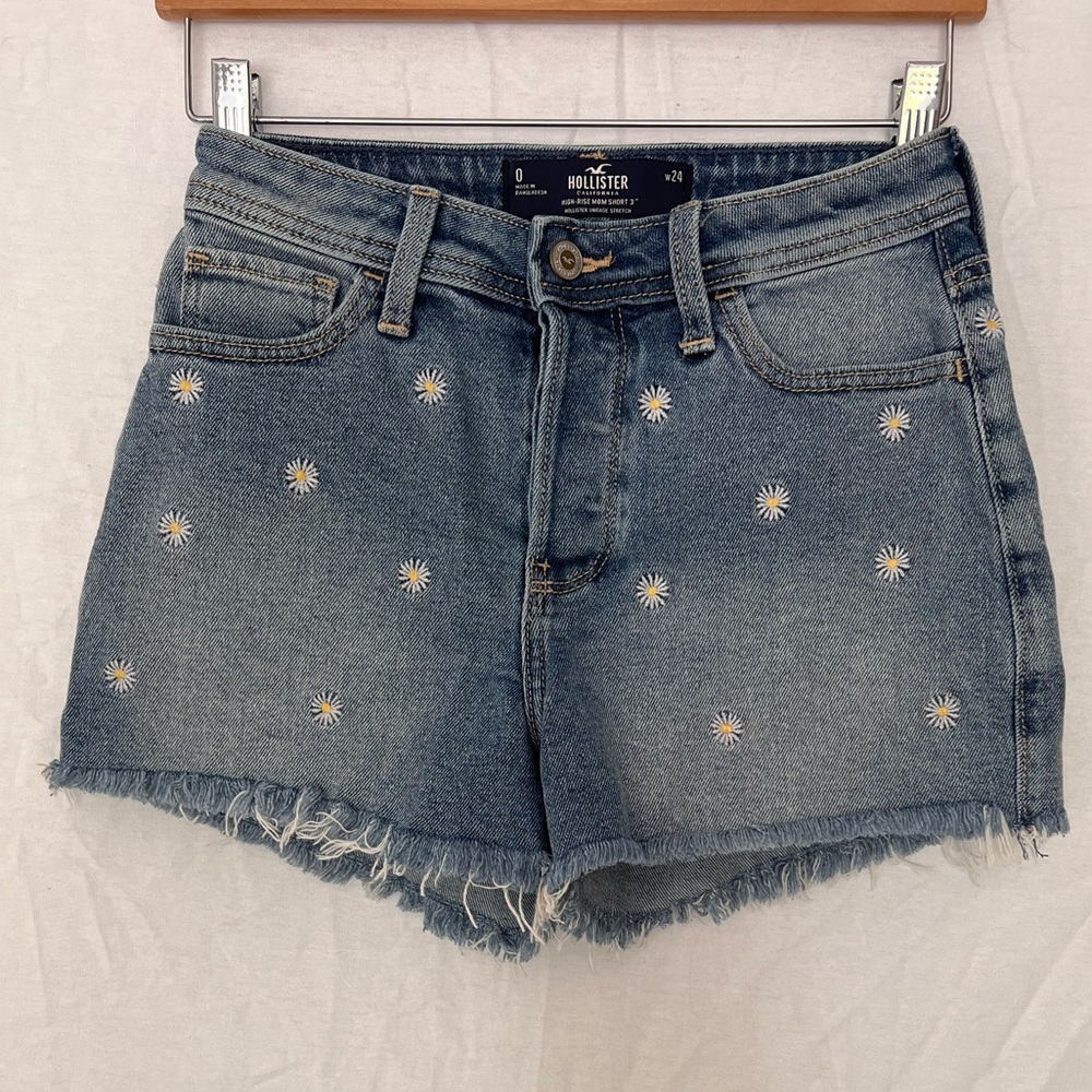 Hollister High Rise Jean Shorts with Daisy Pattern